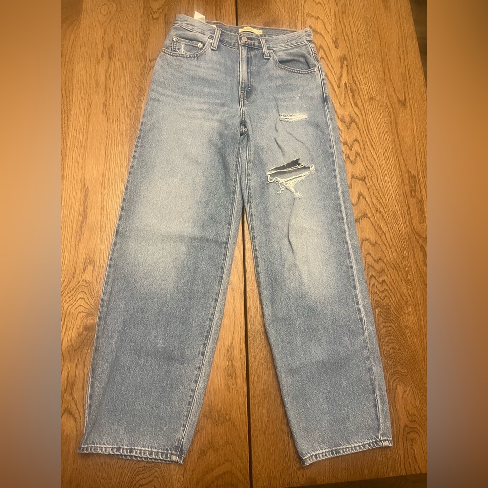 Levi’s Baggy Dad Light Wash Distressed High-Rise Jeans